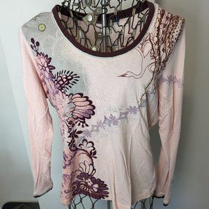 Indigo Palms printed/embroidered top - so much amazing detail!